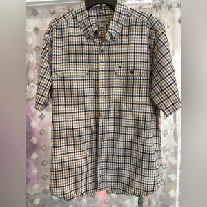 Carhartt Men's Checkered Button Down Shirt - Blue and Tan